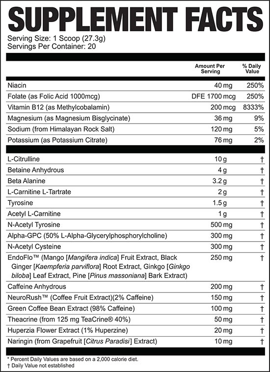 Magnum Limitless X16 Pre Workout Label