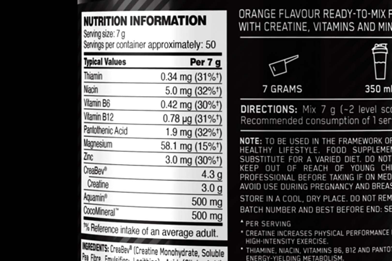 Optimum Nutrition Platinum Creatine Label