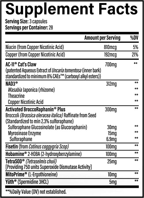 Infinis Nutrition Anti Aging Label