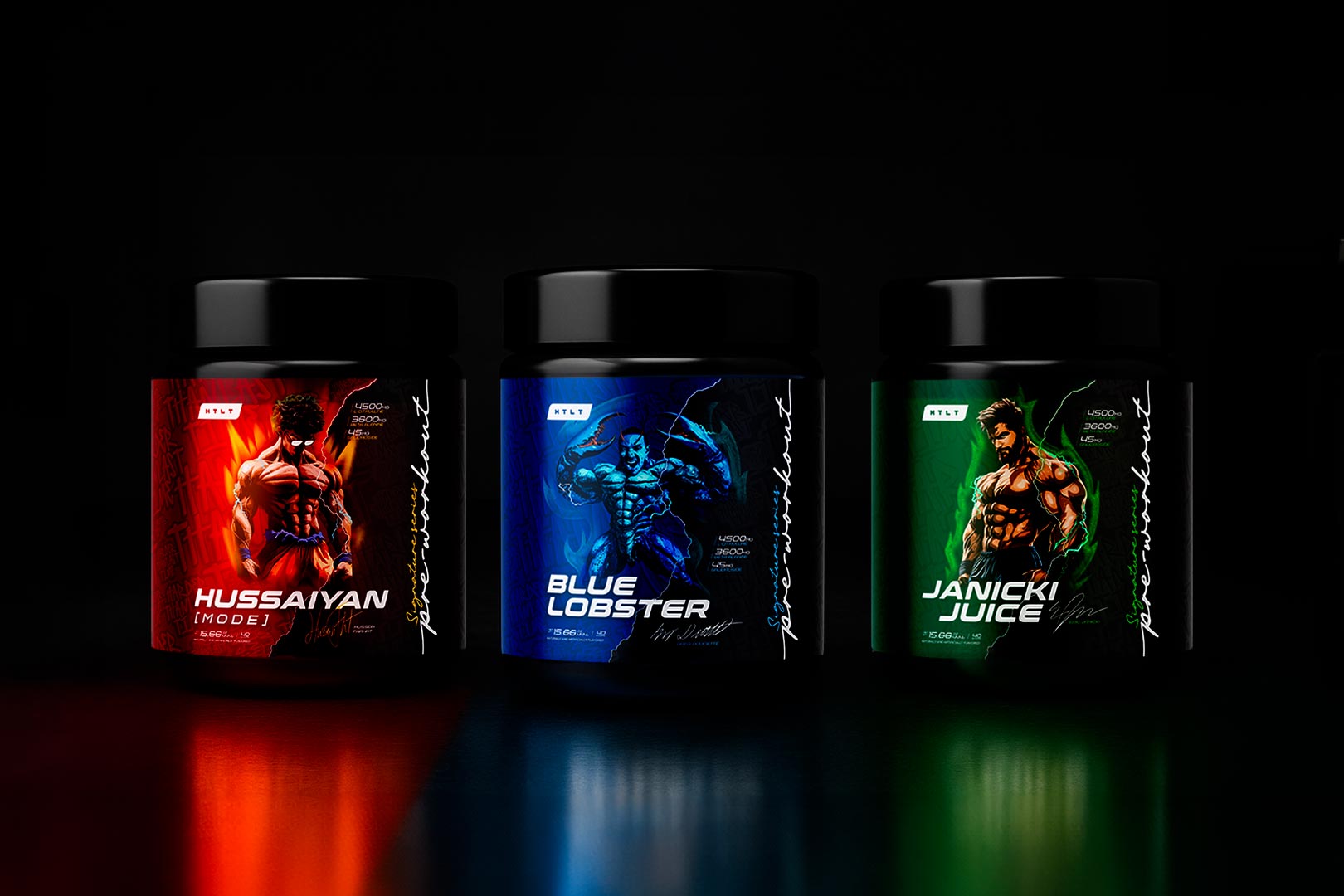 HTLT's Signature Pre-Workout and its three ambassador editions