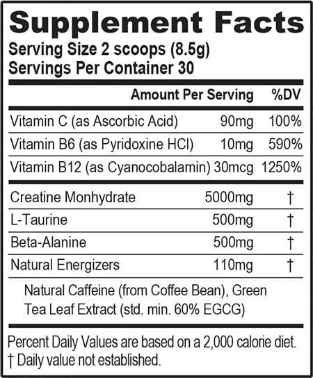 Evl Creatine Energy Label