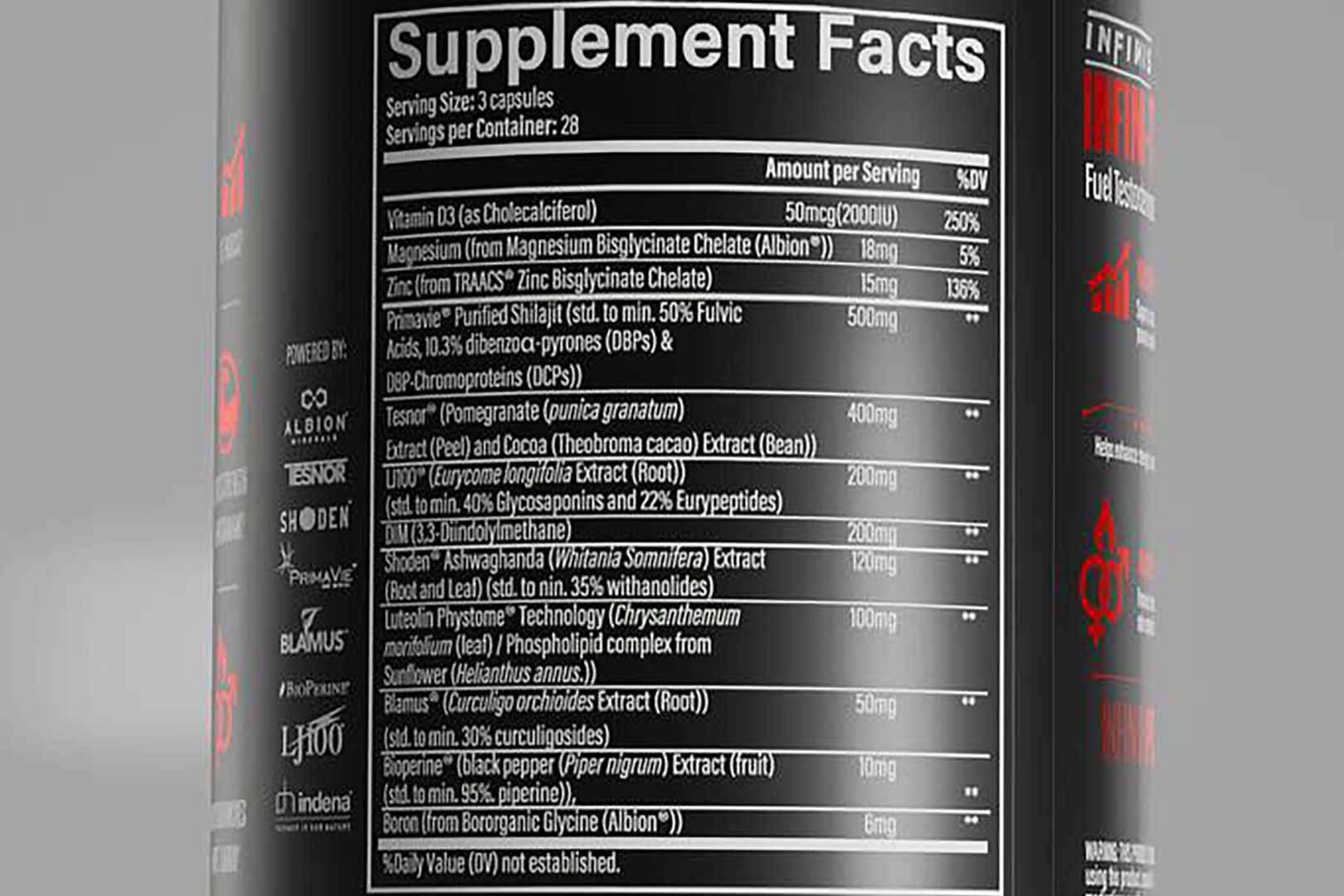 Infinis Nutrition Infinis Test Label