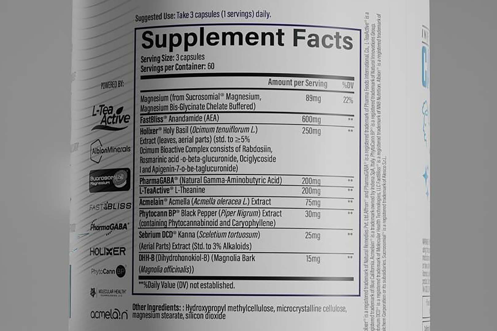 Infinis Nutrition Calm V2 Label
