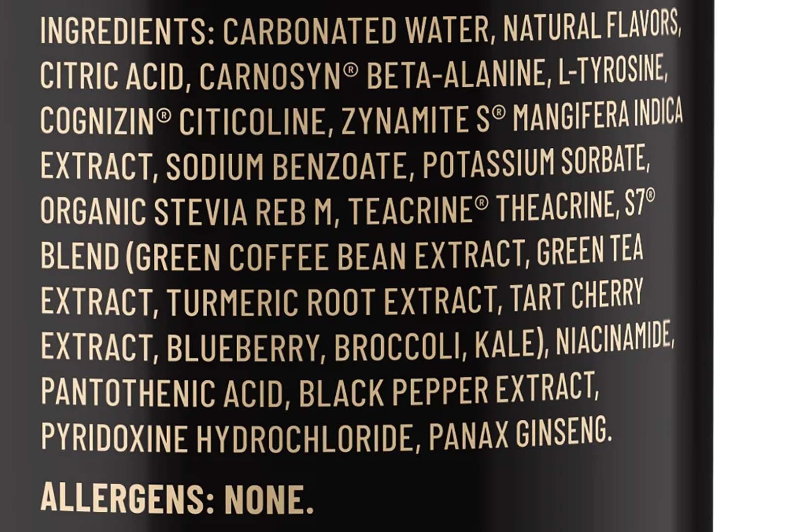 Xero Energy Drink Ingredients