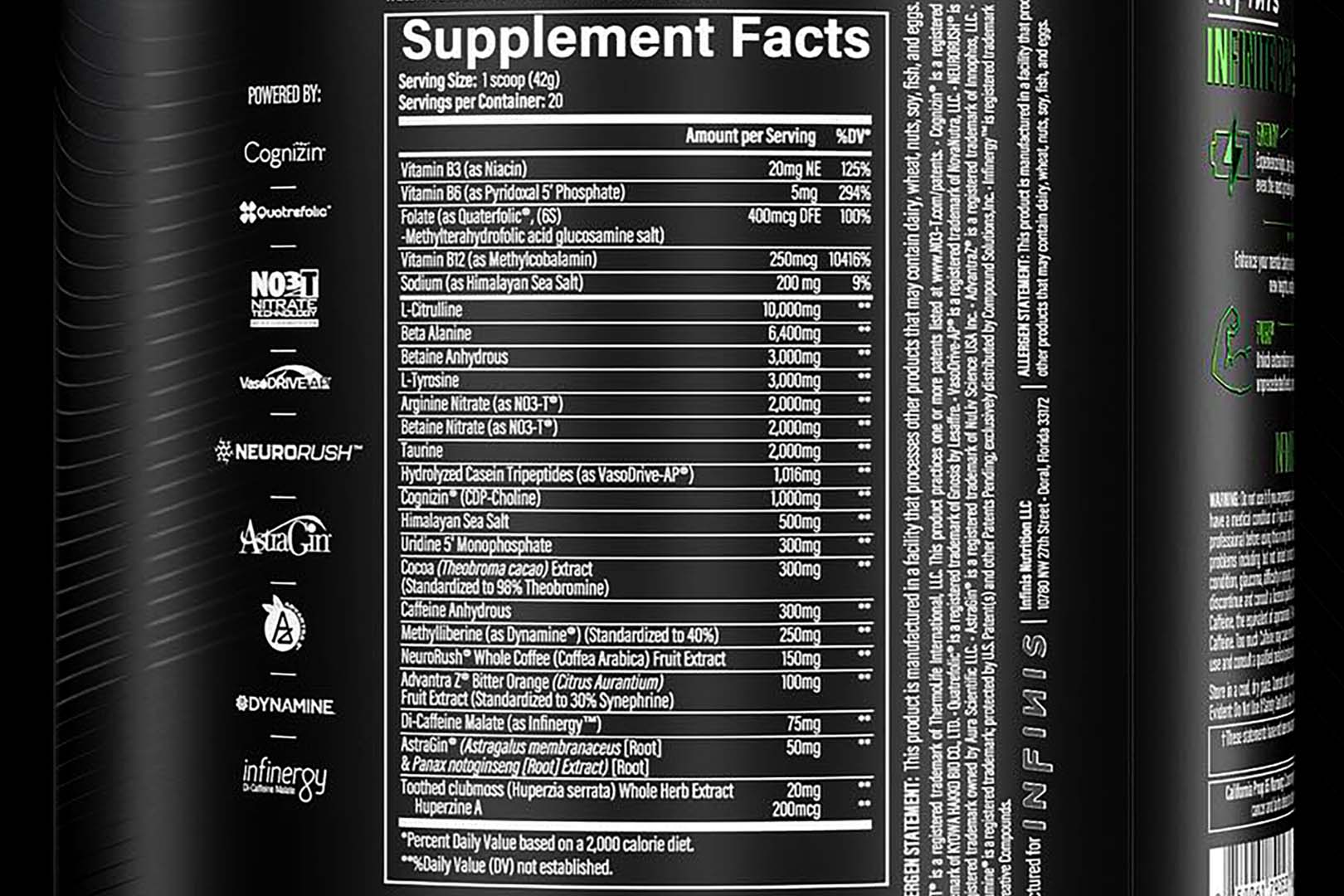 Infinis Nutrition 2025 Infinite Pre Label