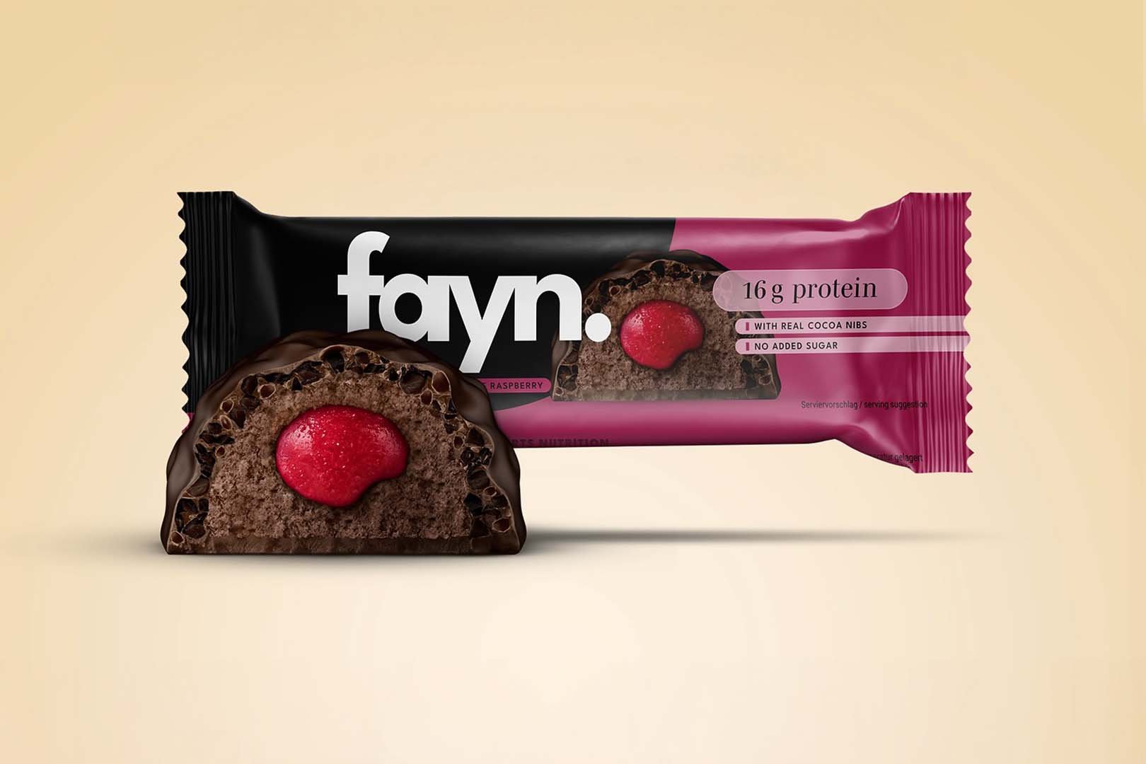 Dark Chocolate Raspberry Fayn Rpotein Bar