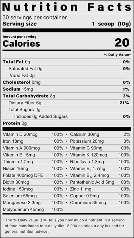 B Wild Whole Food Multivitamin Label