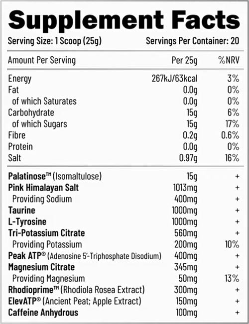 Efectiv Nutrition The Sauce Label