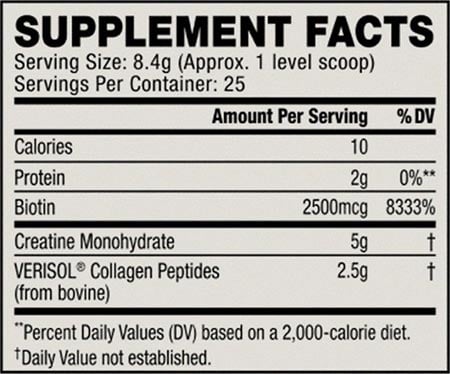 Cellucor Vitality Collagen Creatine Label