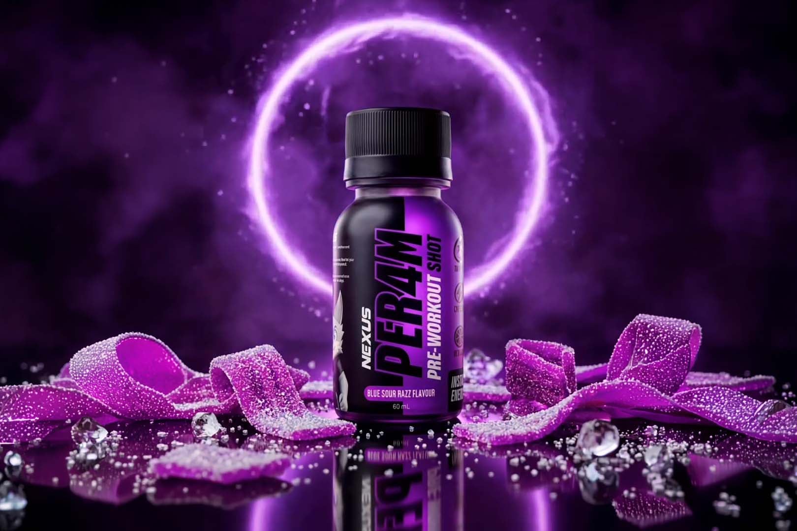 Nexus Sports Nutrition's compact Per4m Pre-Workout Shot